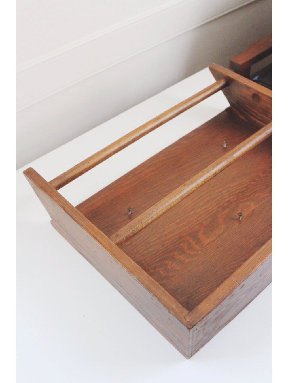 Vintage Wooden Wall Shelf With Two Rods For Display Storage - Trinket Shelf, Tow - Picture 4 of 5